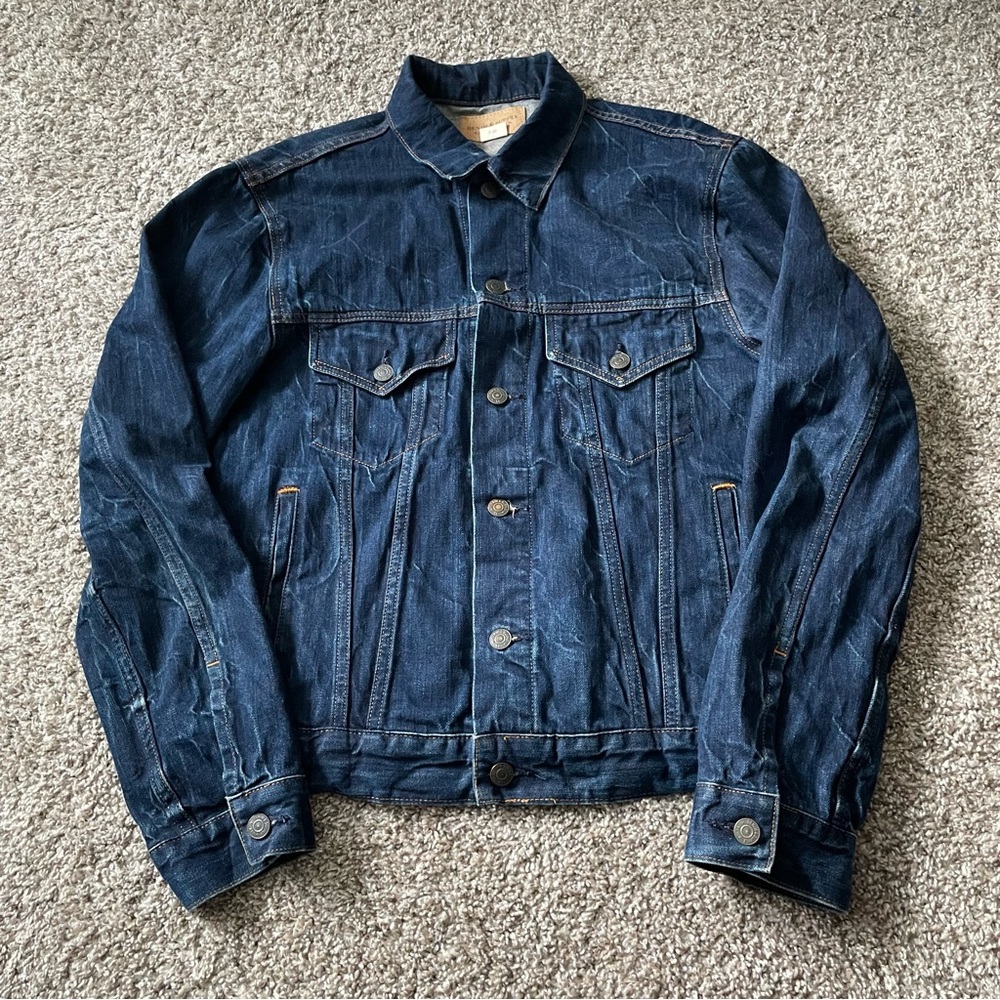 Ralph Lauren Denim Supply Trucker Jacket Mens Medium Dark Wash Boho Grunge Y2K